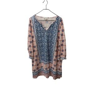 Weekend by Suzanne Betro Women's 2X Tunic Top Long Sleeve V Neck Printed